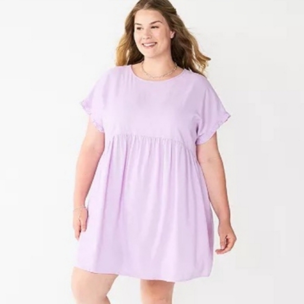 Sonoma Light lilac purple Linen Cotton Blend Babydoll Shift Dress sz Large
